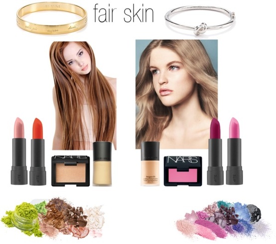 On the left: fair skin with warm undertoneOn the right: fair skin with cool undertone