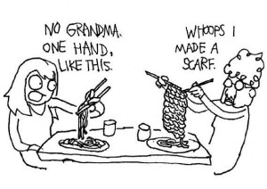funny-grandma-knit-sweater-chop-sticks-noodles-comic-pics