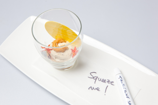 Ice Cream “Sundae”: Whiskey-Fig Ice Cream, Vanilla Cremeux, Speculoos Crumble, Maple Chicharrones “Pop Corn”, Blood Orange Sauce by pastry chef Bruno Feldeisen at ICC 2013 - New York, NY